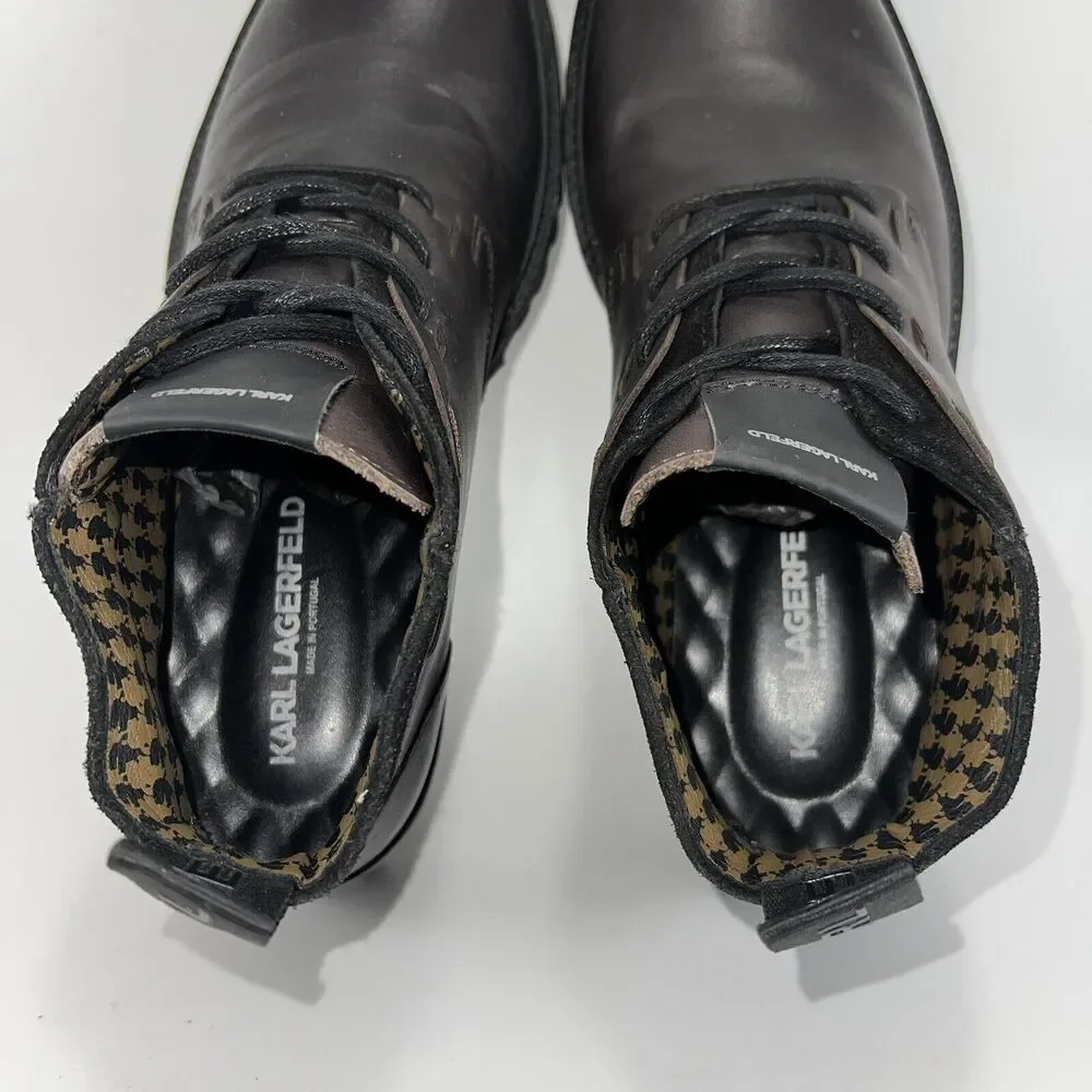 Karl Lagerfeld Paris Chukka Boots Mens Size 7 Brown Leather Chunky Lug Soles